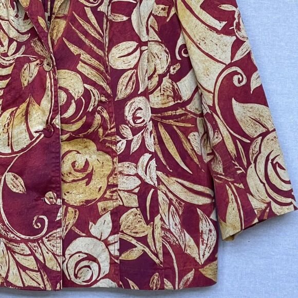 Chico's Women's Blouse Top Size 2 (US L/12) Red Orange Mixed Print Buttons - Picture 6 of 13
